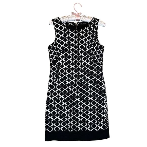 White House Black Market dress black white sleeveless exposed zipper shift  Sz 0 - Picture 1 of 7